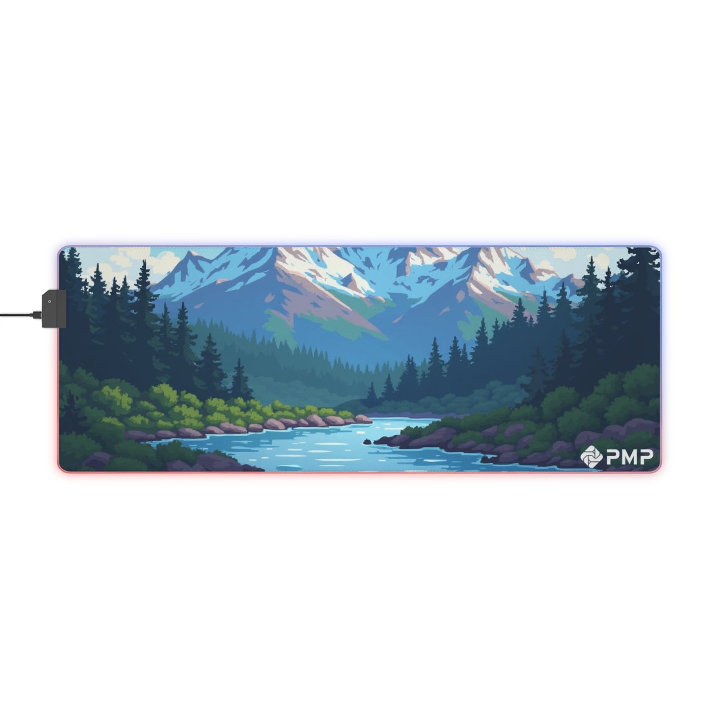 Mountain Scape Pixel Art Version 2 Mouse Pad - LED Gaming Mouse Pad