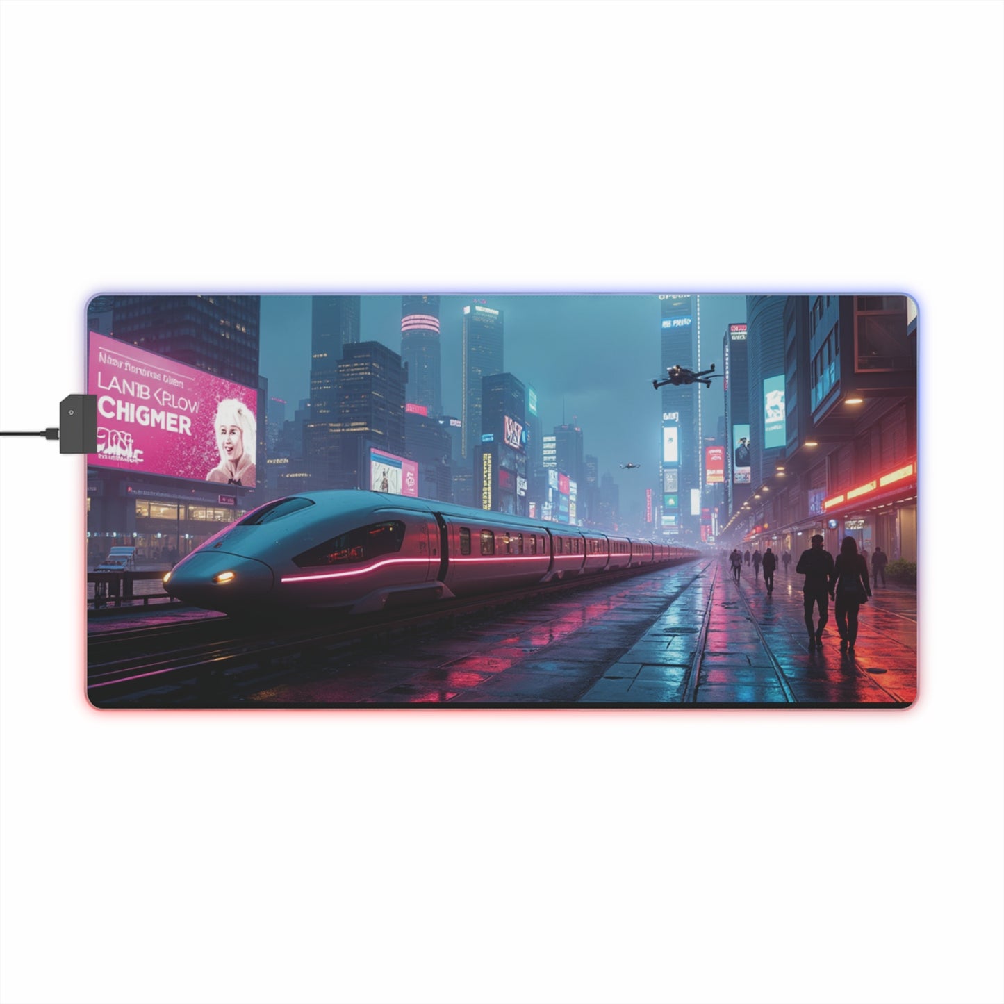 Gaming Mouse Pad - Futuristic Neon City Scape