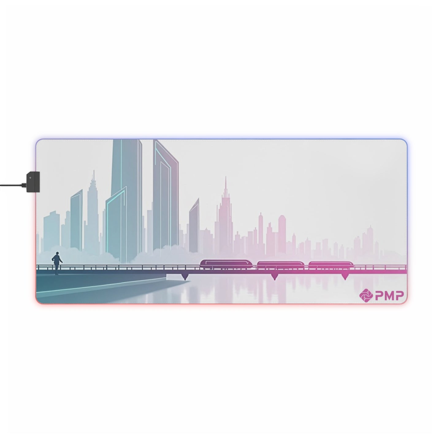 Minimalist Futuristic City Skyline Mouse Pad - LED Gaming Mouse Pad