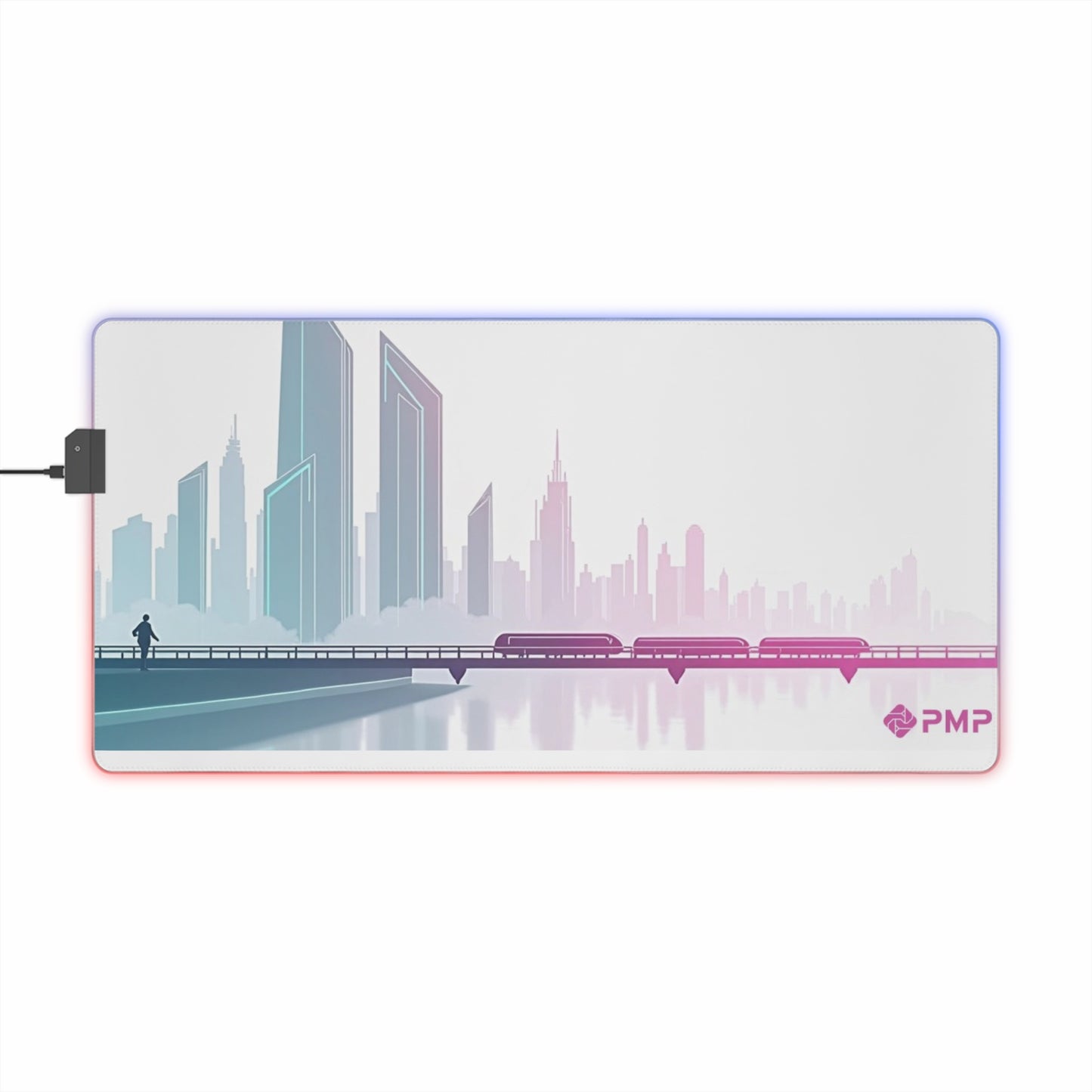 Minimalist Futuristic City Skyline Mouse Pad - LED Gaming Mouse Pad