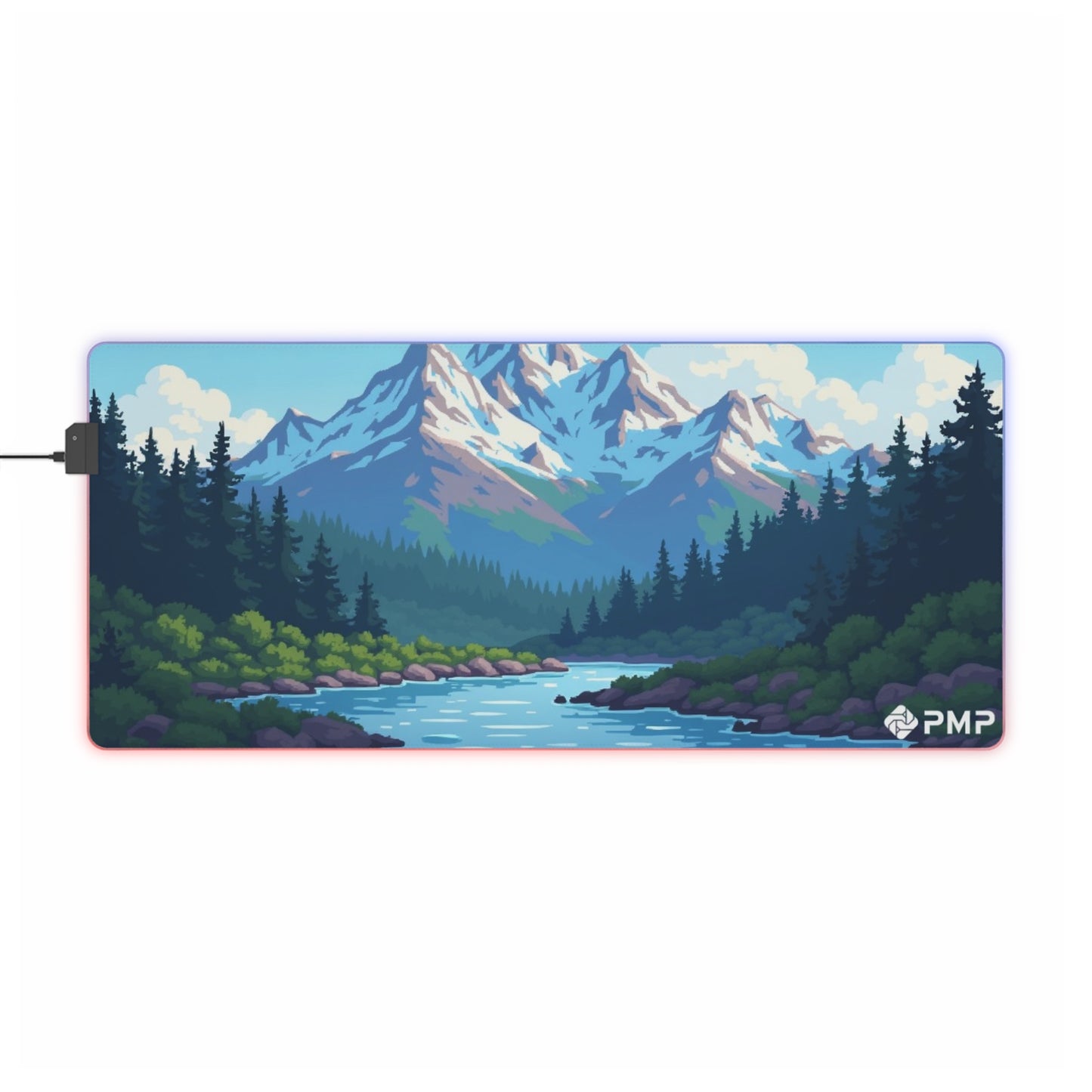 Mountain Scape Pixel Art Version 2 Mouse Pad - LED Gaming Mouse Pad