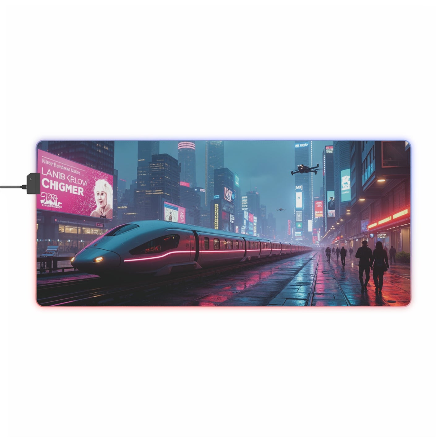 Gaming Mouse Pad - Futuristic Neon City Scape