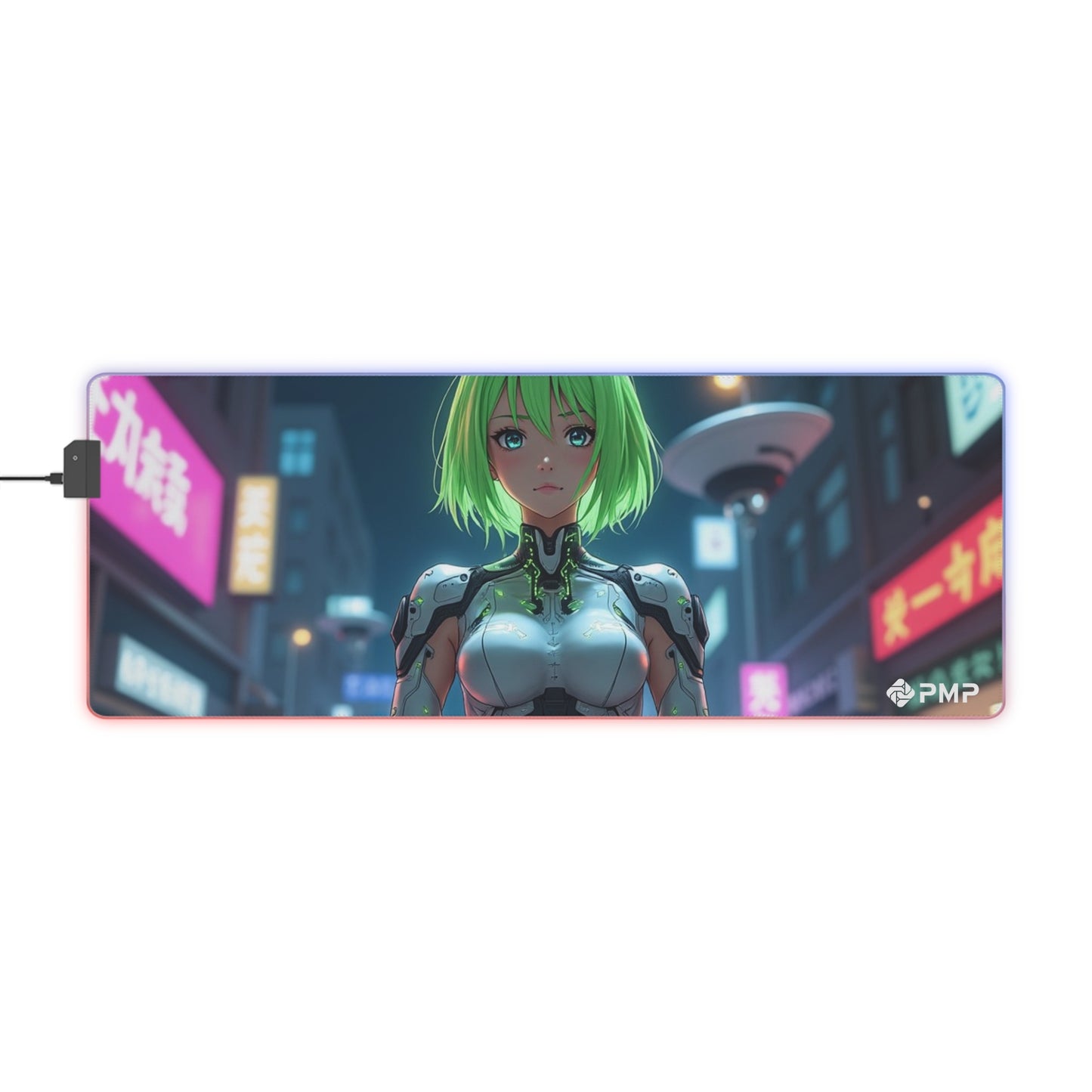 Anime Cyber Girl Mouse Pad - LED Gaming Mouse Pad