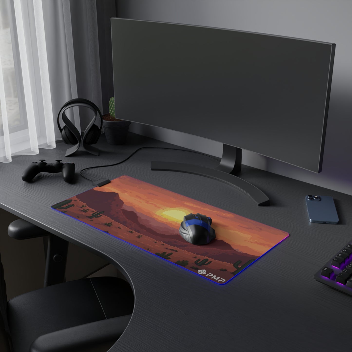 Desert Scape Pixel Art Mouse Pad - LED Mouse Pad