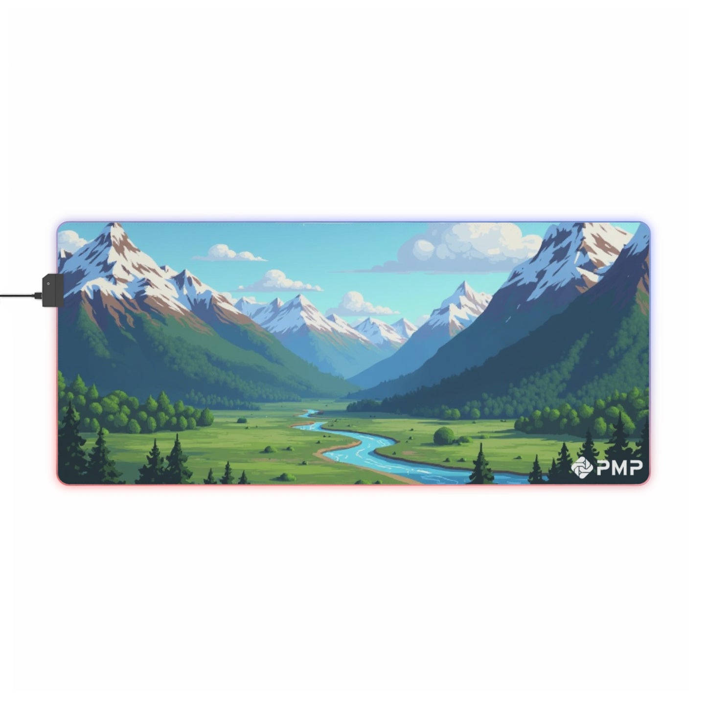 Mountain Scape Pixel Art Mouse Pad - LED Gaming Mouse Pad