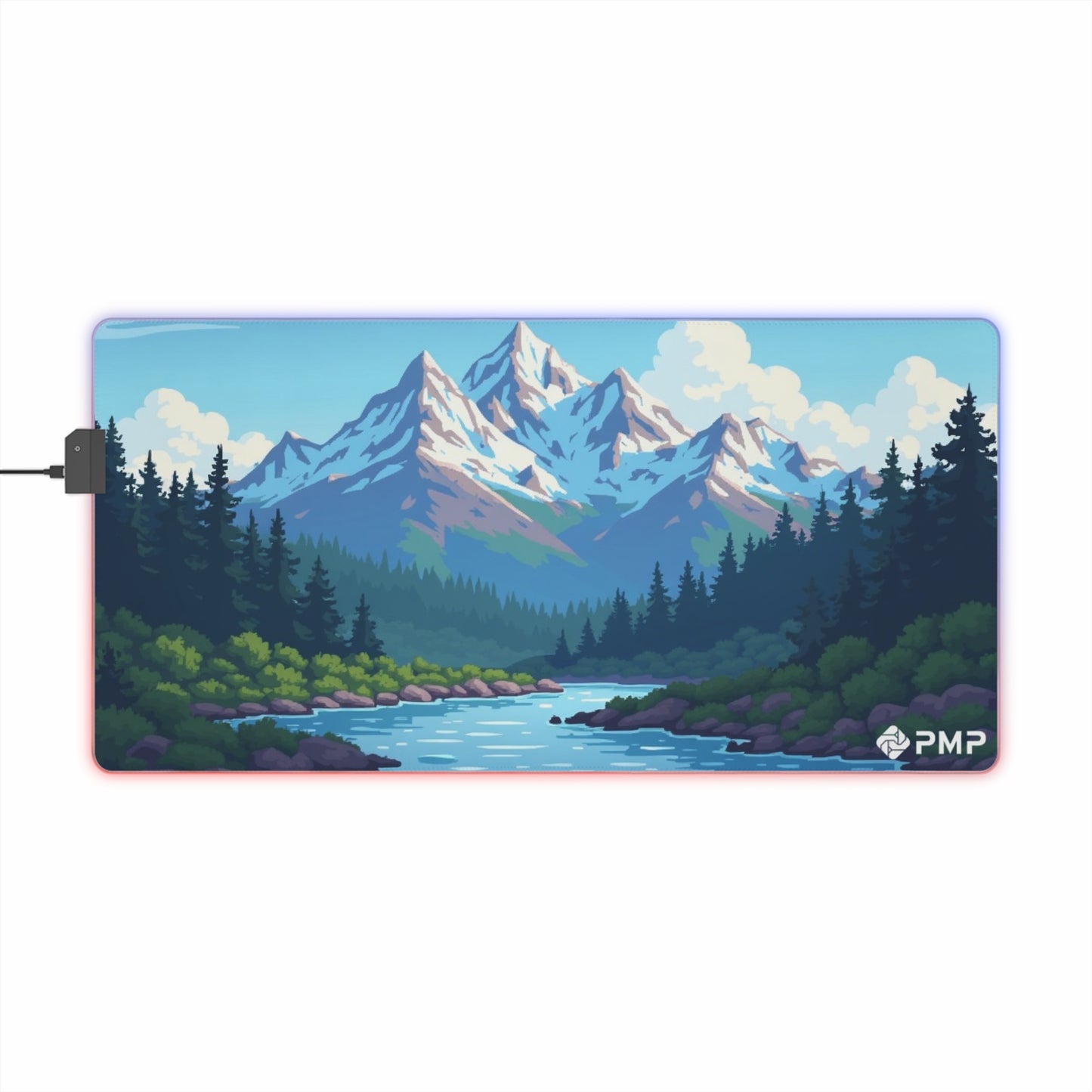 Mountain Scape Pixel Art Version 2 Mouse Pad - LED Gaming Mouse Pad