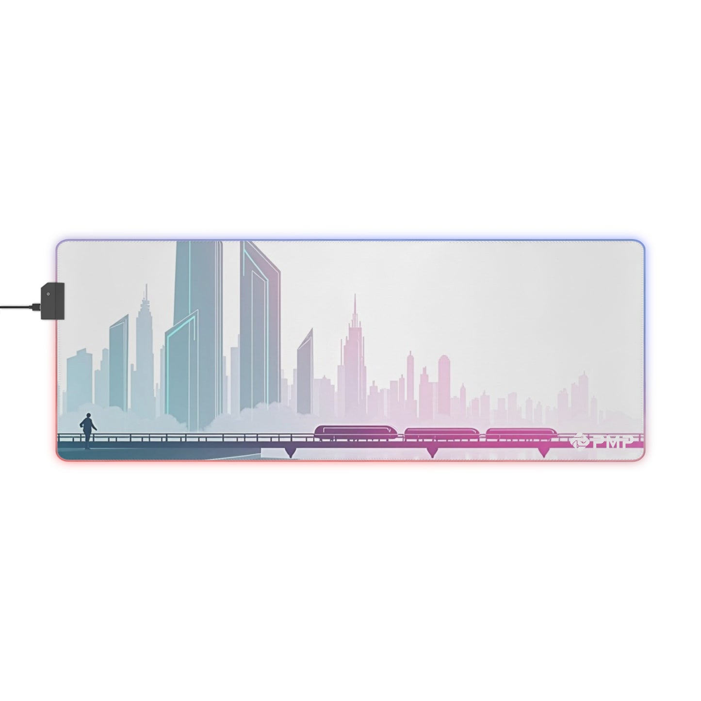 Minimalist Futuristic City Skyline Mouse Pad - LED Gaming Mouse Pad