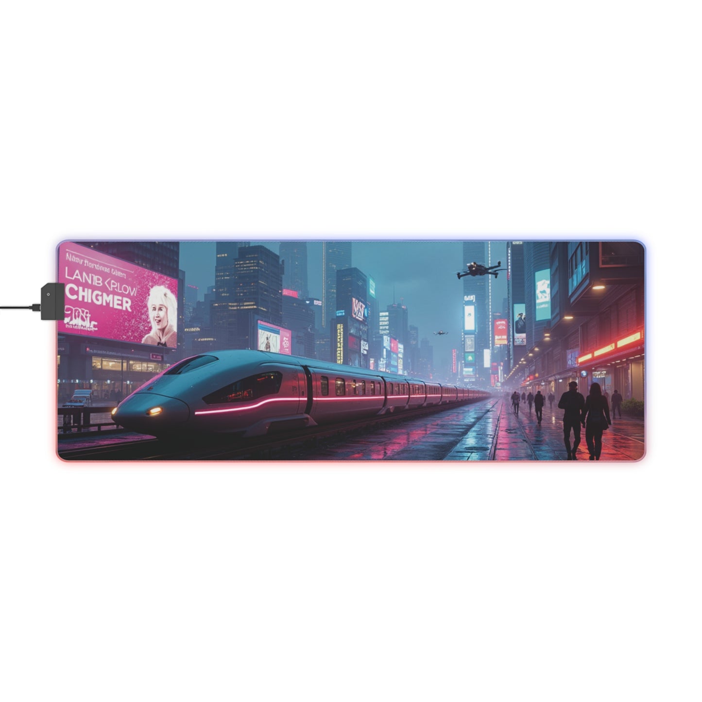 Gaming Mouse Pad - Futuristic Neon City Scape