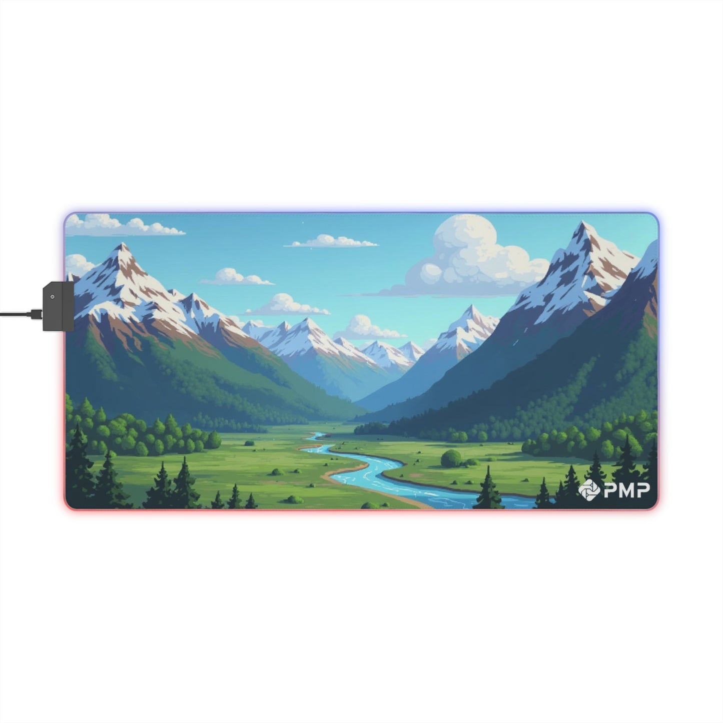 Mountain Scape Pixel Art Mouse Pad - LED Gaming Mouse Pad