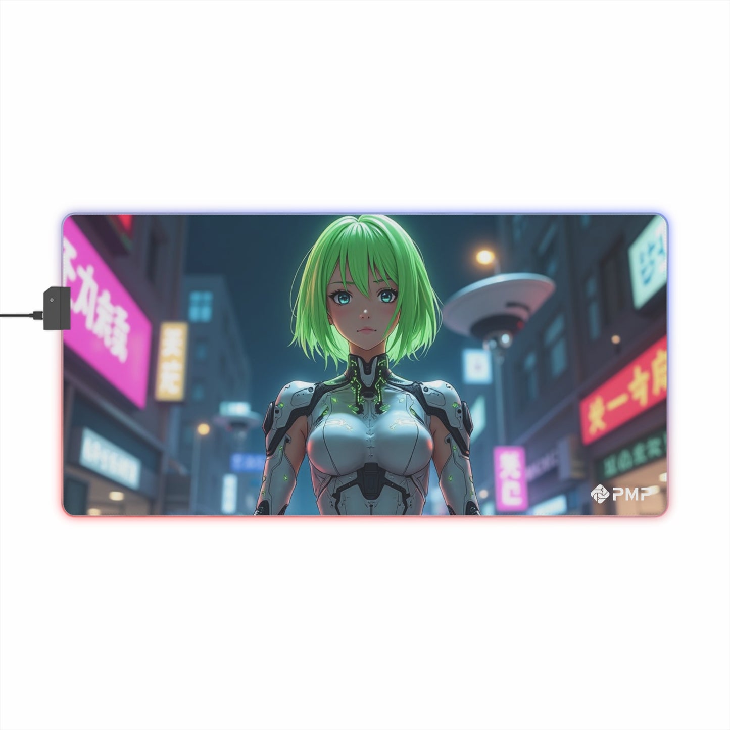 Anime Cyber Girl Mouse Pad - LED Gaming Mouse Pad