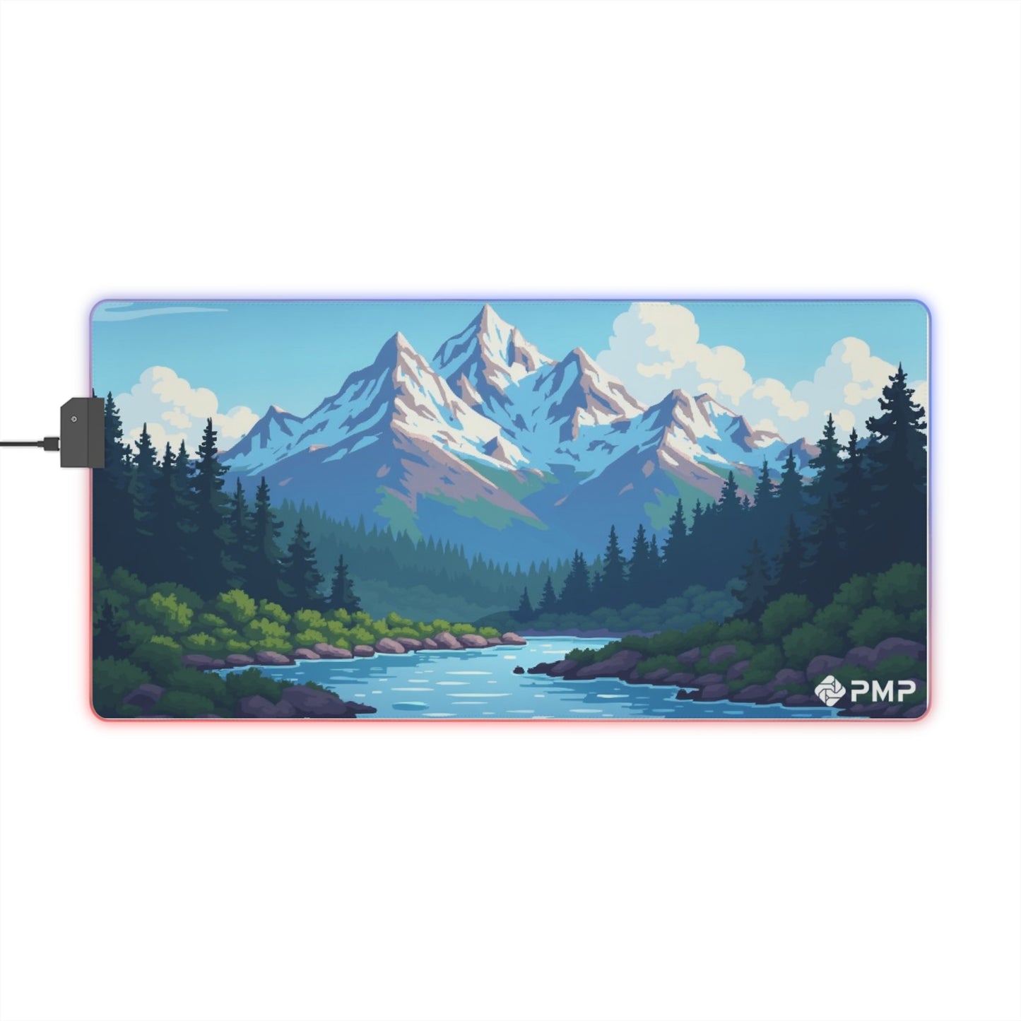 Mountain Scape Pixel Art Version 2 Mouse Pad - LED Gaming Mouse Pad