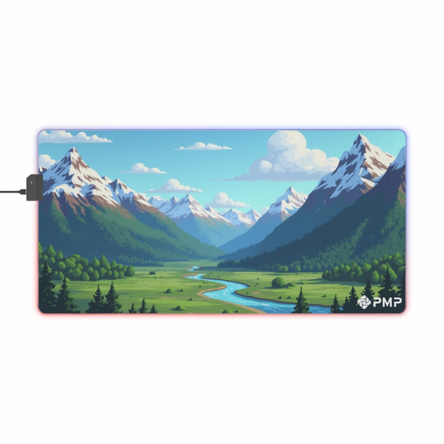 Mountain Scape Pixel Art Mouse Pad - LED Gaming Mouse Pad