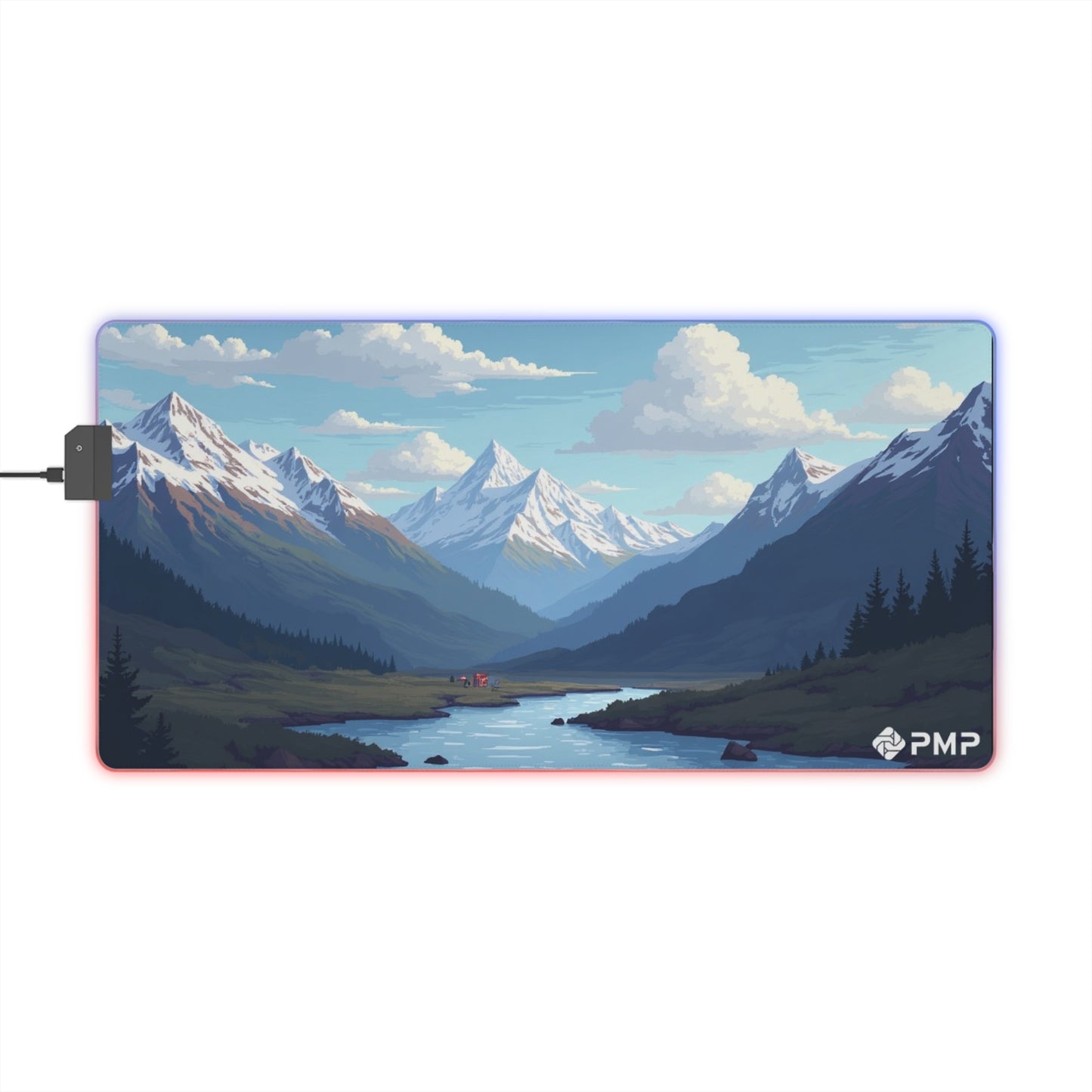 Mountain Camping Trip Mouse Pad - LED Gaming Mouse Pad