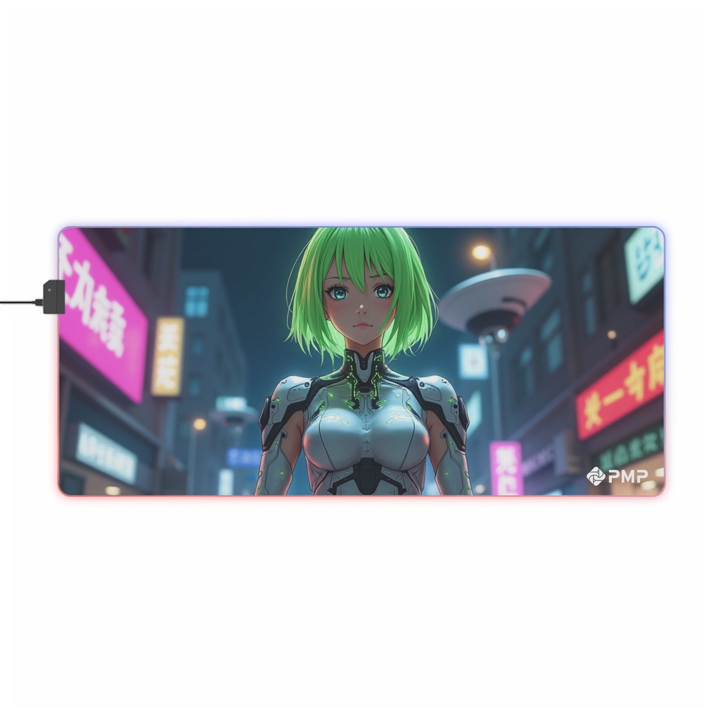 Anime Cyber Girl Mouse Pad - LED Gaming Mouse Pad