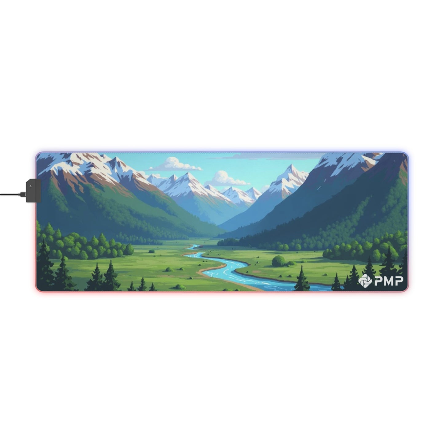 Mountain Scape Pixel Art Mouse Pad - LED Gaming Mouse Pad